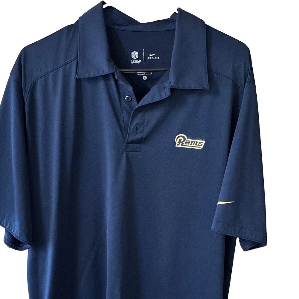 Vintage Nike NFL Dri-FIT St. Louis Rams Football Polo Shirt Blue L Offc Licensed